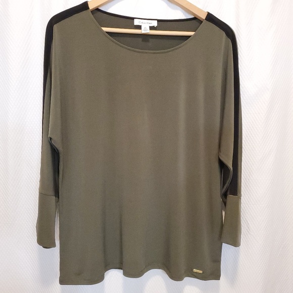 Calvin Klein casual blouse color olivo size L - Picture 3 of 5